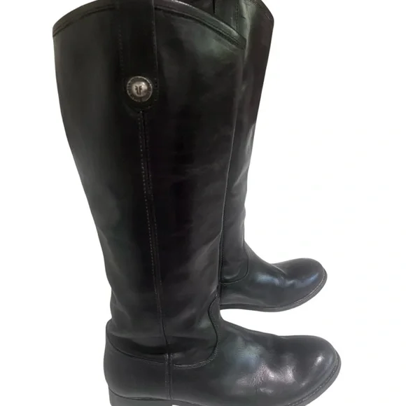 Frye Melissa Button Tall Black Leather Riding Boots Classic Fall Staple - Picture 3 of 16